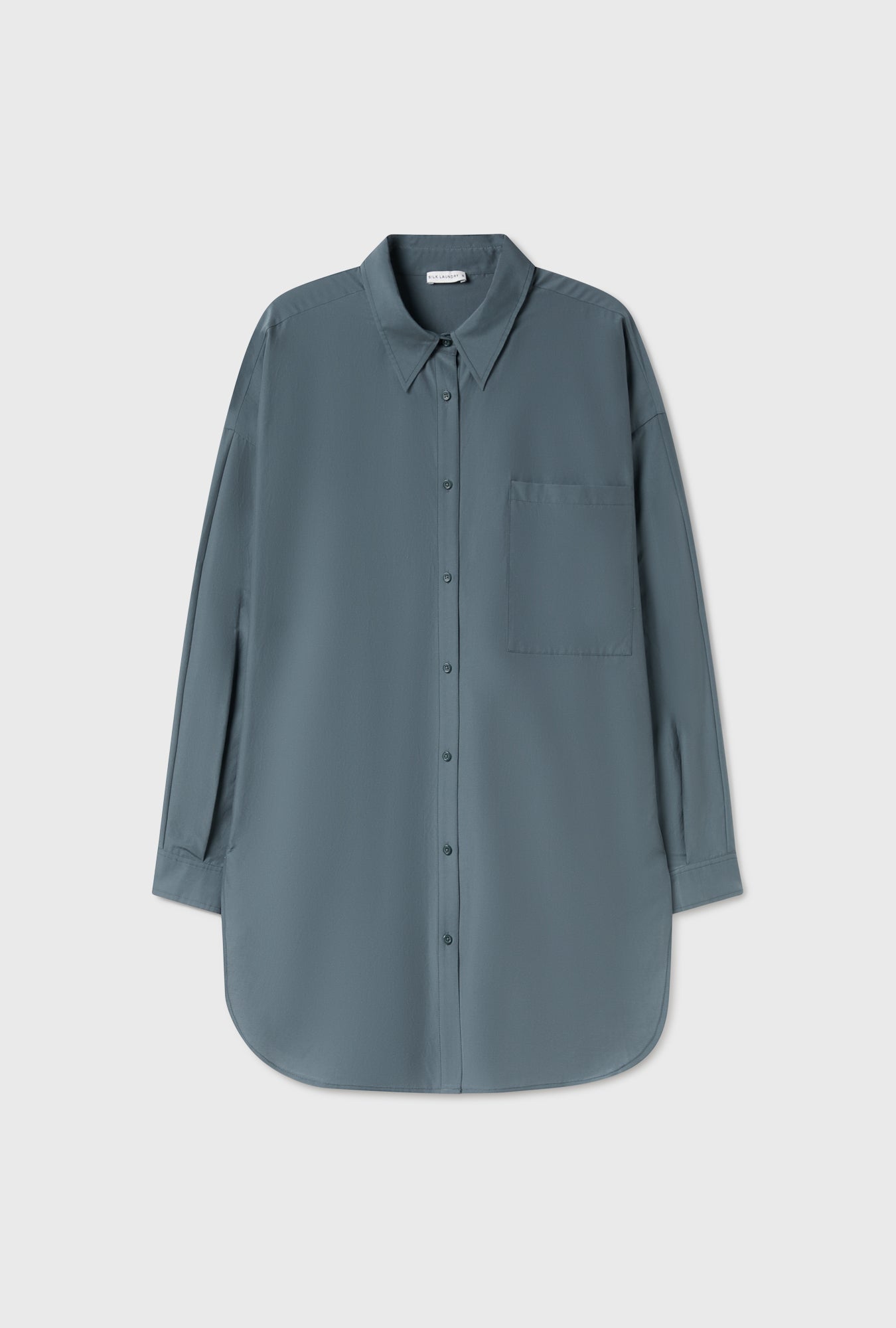 Cotton Silk Round Shirt (Slate)
