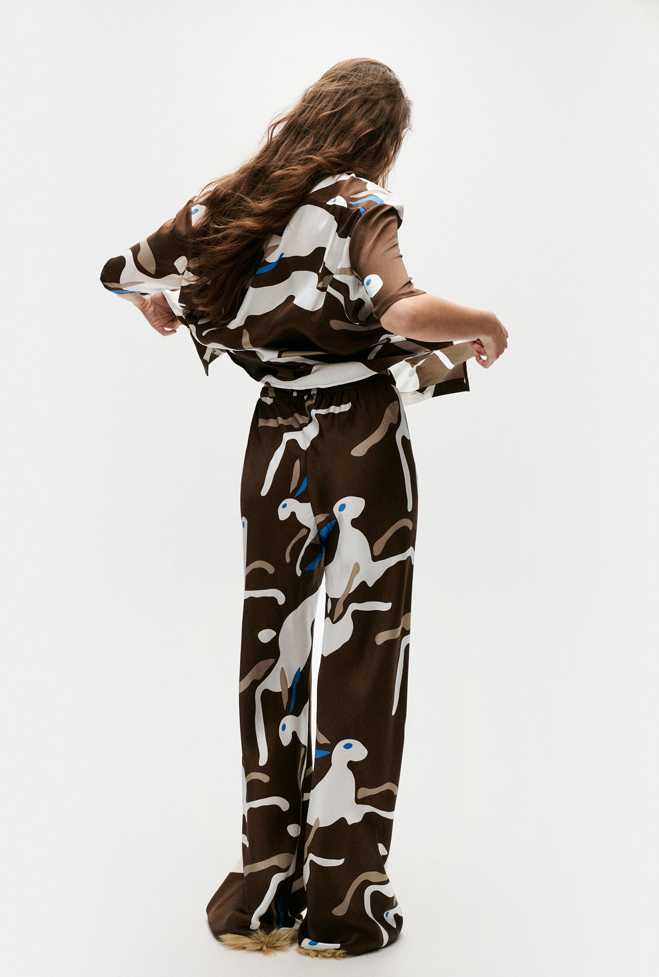 Silk Laundry Bias Cut Pants (Rabbit Dark Earth)