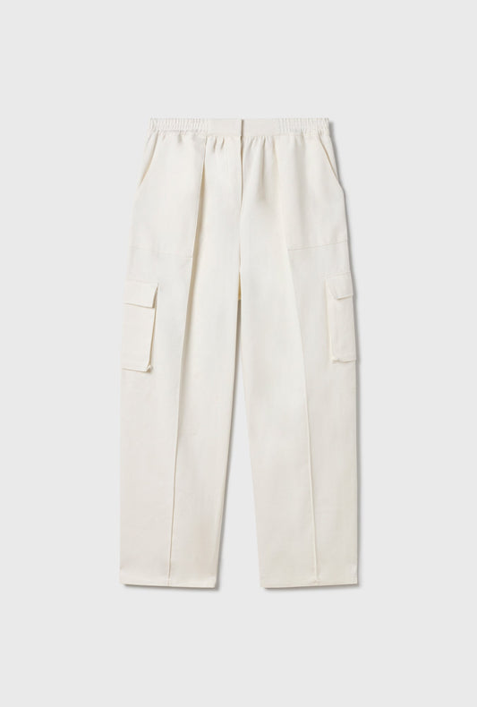 Silk Laundry Canvas Cargo Pants (Natural)