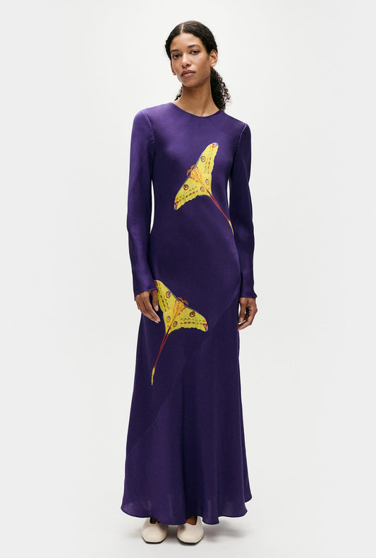 Image of Dresses. Productname: Silk Laundry FULL SLEEVE BIAS DRESS in Symbiotic colour by brand - Silk Laundry
