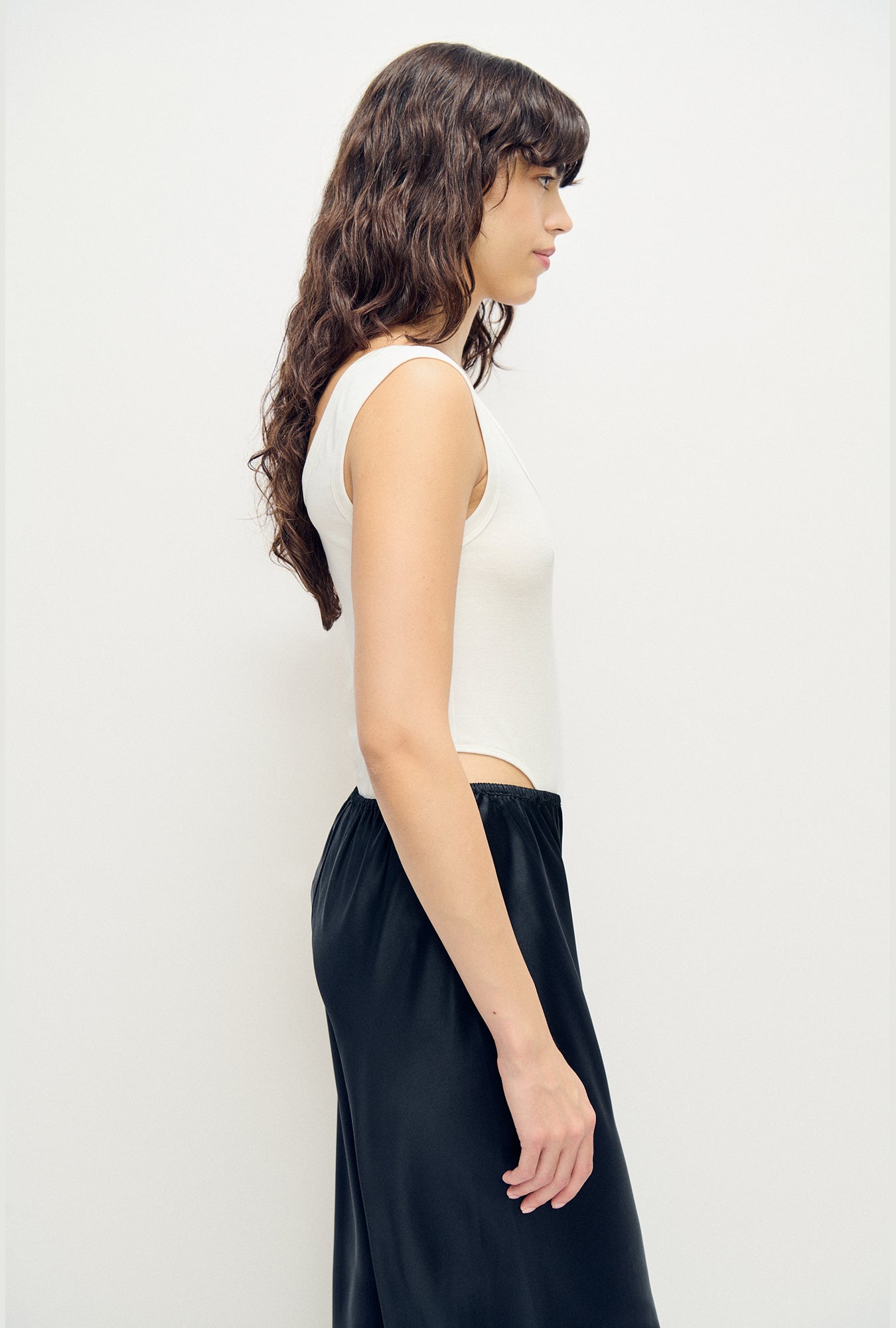 Silk Laundry Cutaway Bodysuit (White)