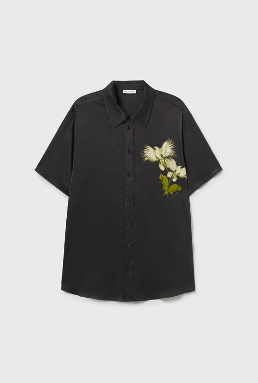 Silk Laundry Short Sleeve Boyfriend Shirt (Egret)