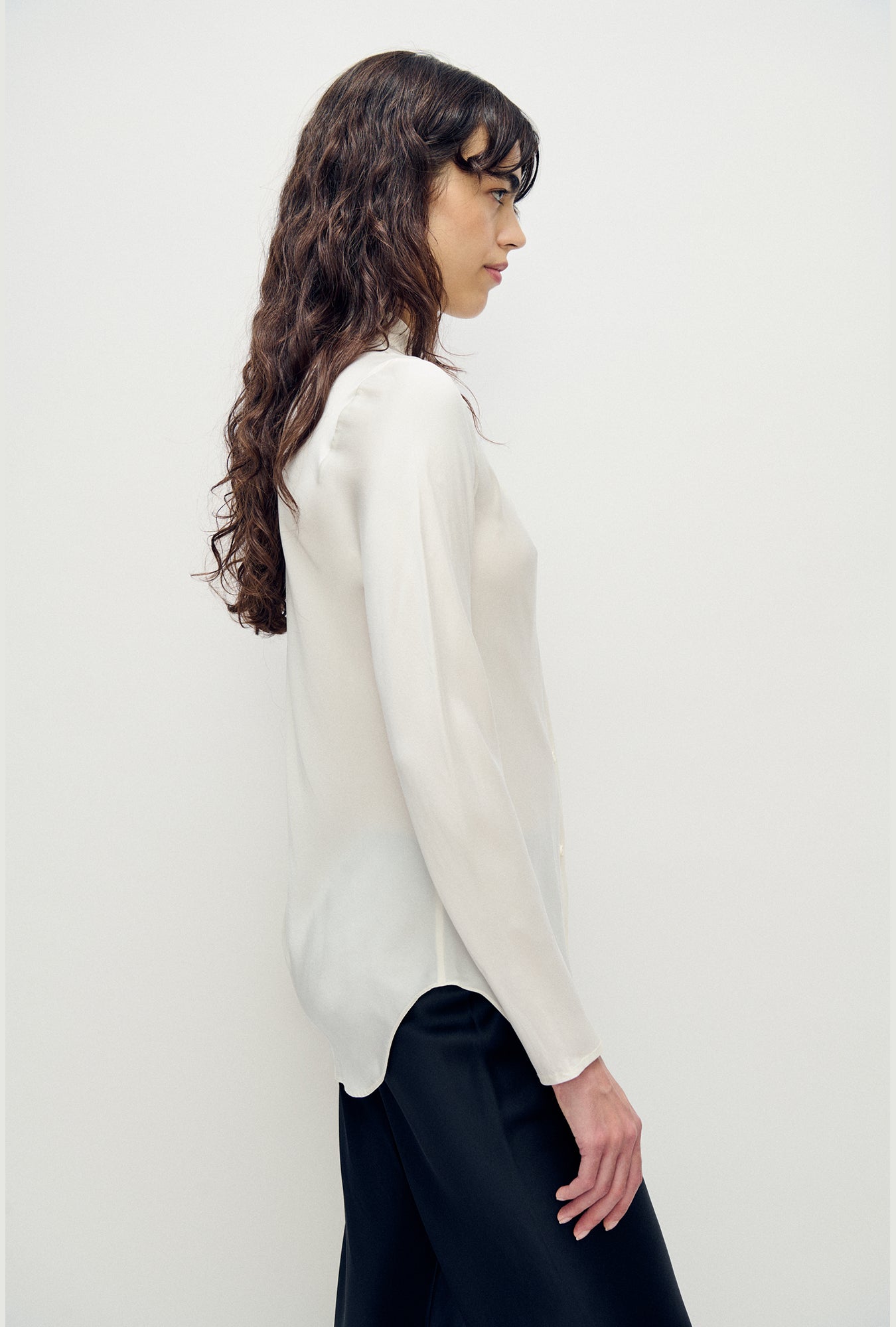 Silk Laundry Bias Cut Shirt (White)