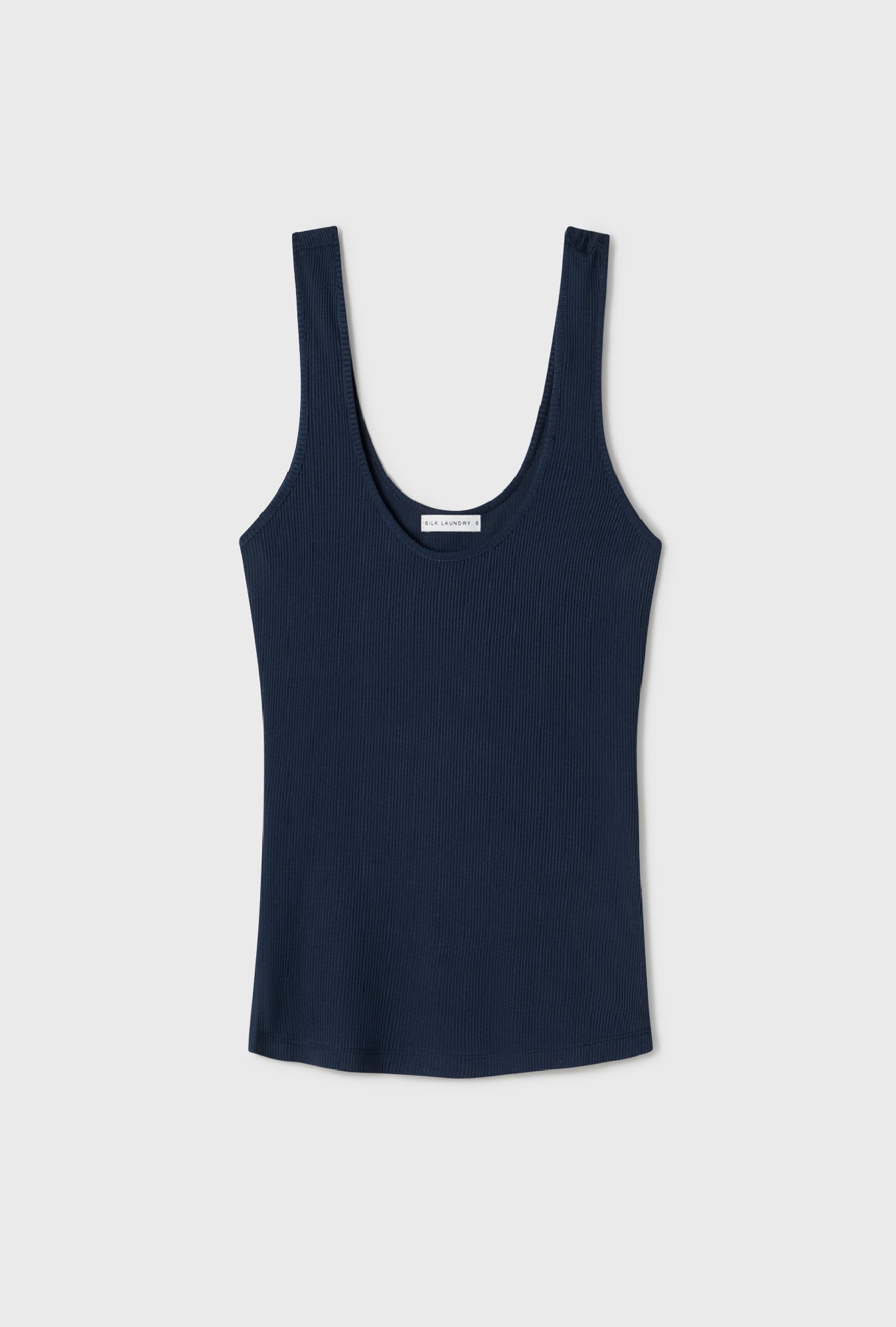 Silk Laundry Ribbed Tank (Midnight)