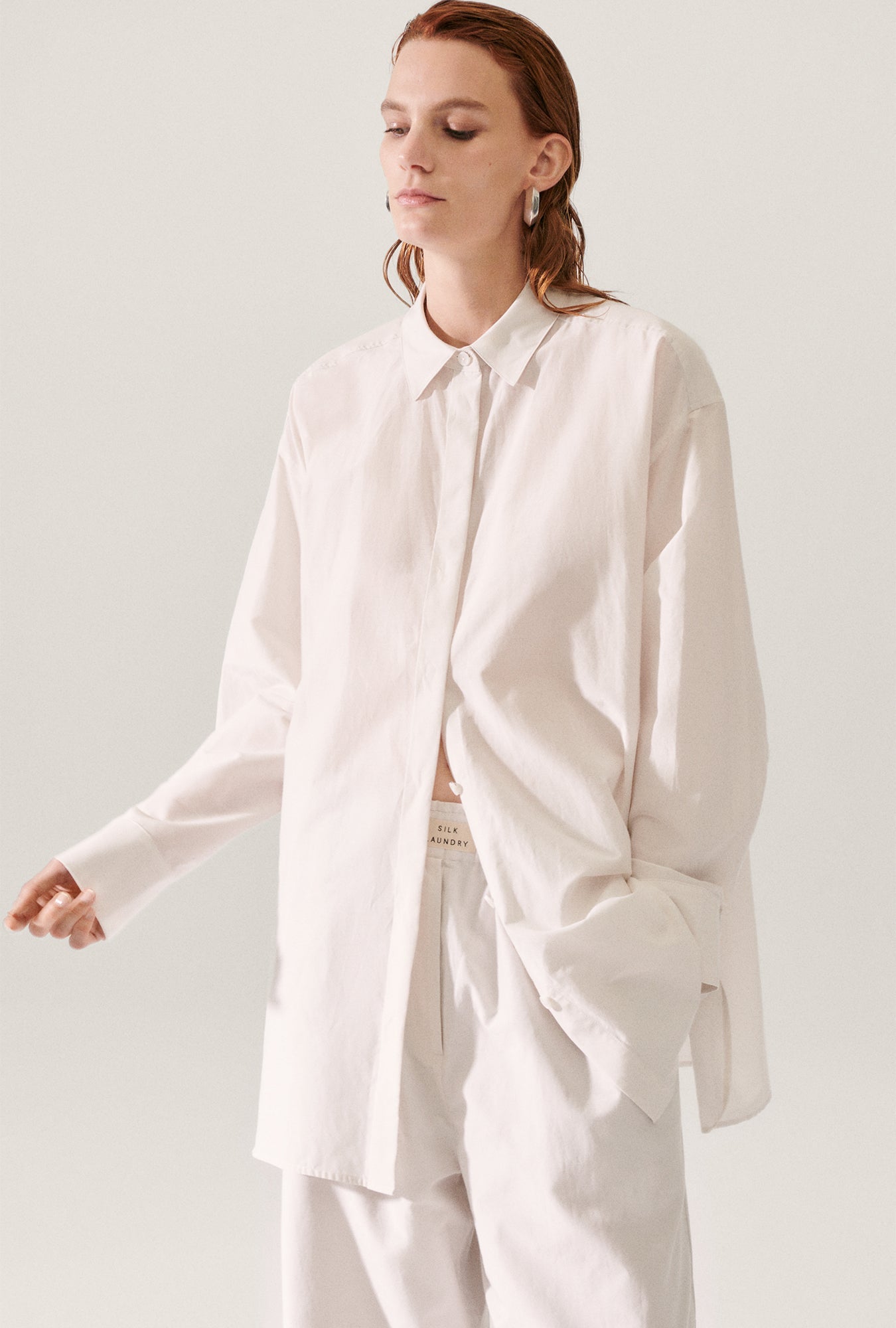 Image of Shirts. Product name - Cotton Silk Morning Shirt Dust in Dust colour by brand - Silk Laundry