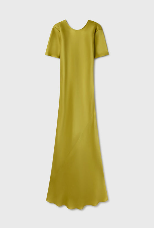 Silk Laundry Short Sleeve Bias Dress (Cactus)