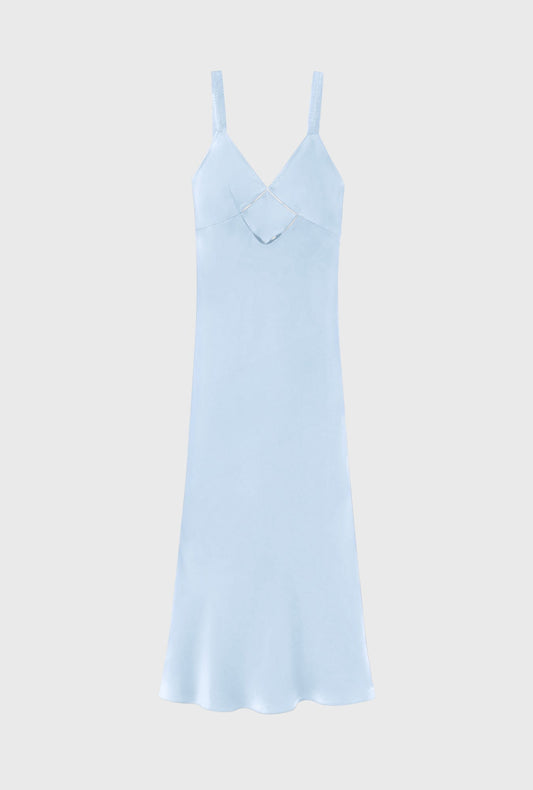Silk Laundry Diamond Deco Ruched Dress (Cornflower)