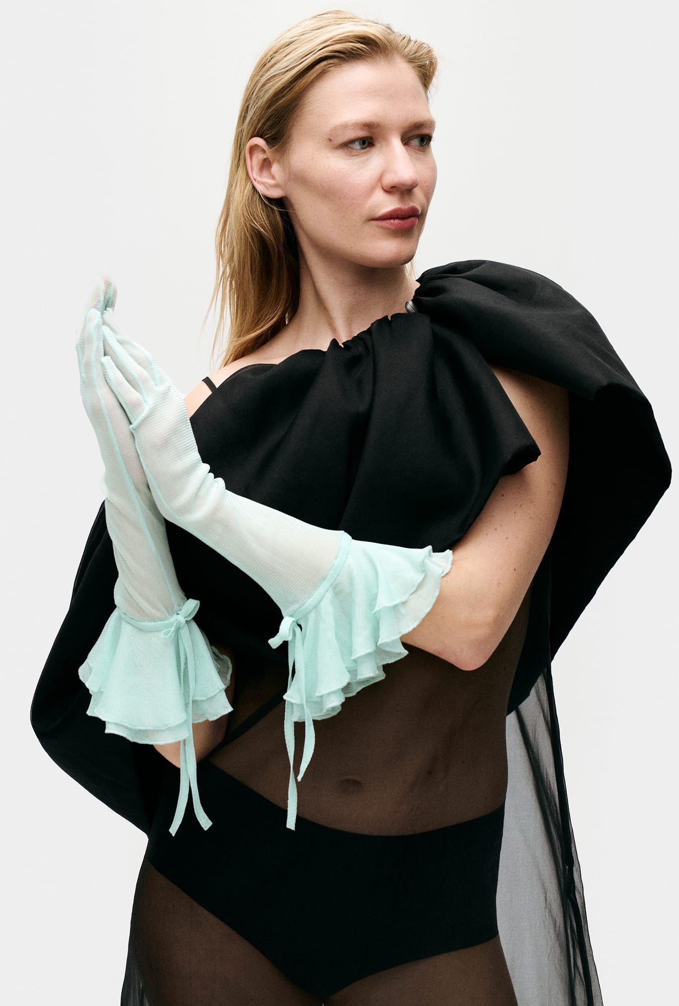 Silk Laundry Organza Cape (Black)