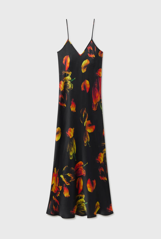 Silk Laundry 90S Slip Dress (Tulipa Black)