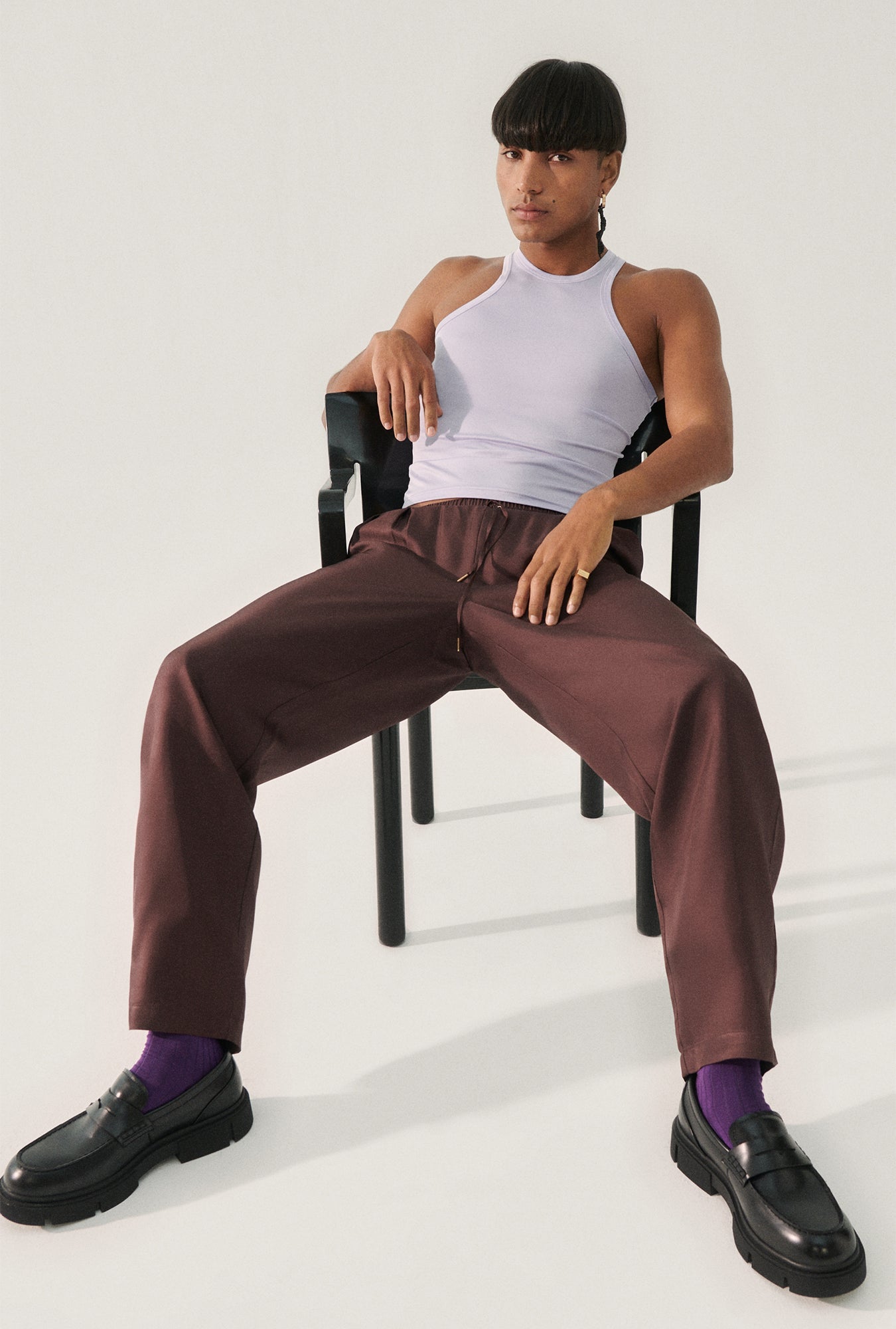 Silk Laundry Twill Slouch Pants (Cacao)