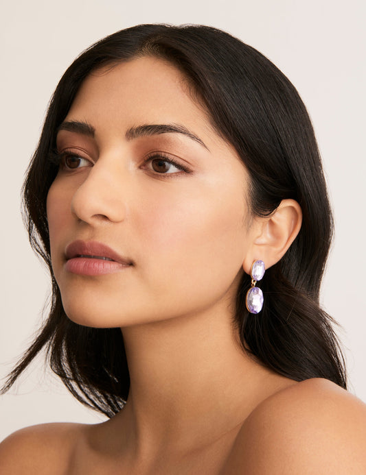 Image of Earrings. Productname: Colette DOUBLE DROP OVAL STONE EARRING in Print colour by brand - Colette