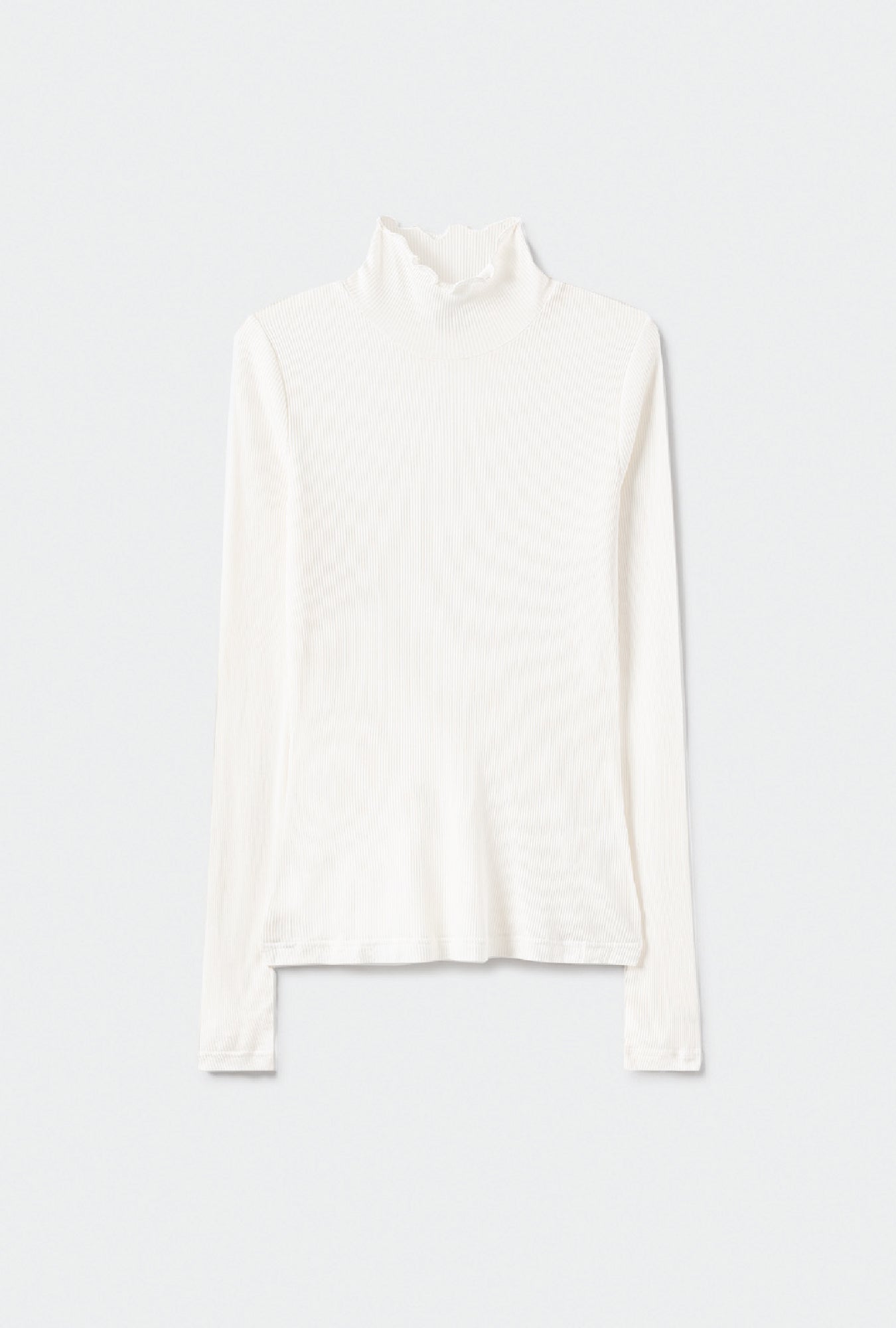 Silk Laundry Ribbed Turtleneck (White)