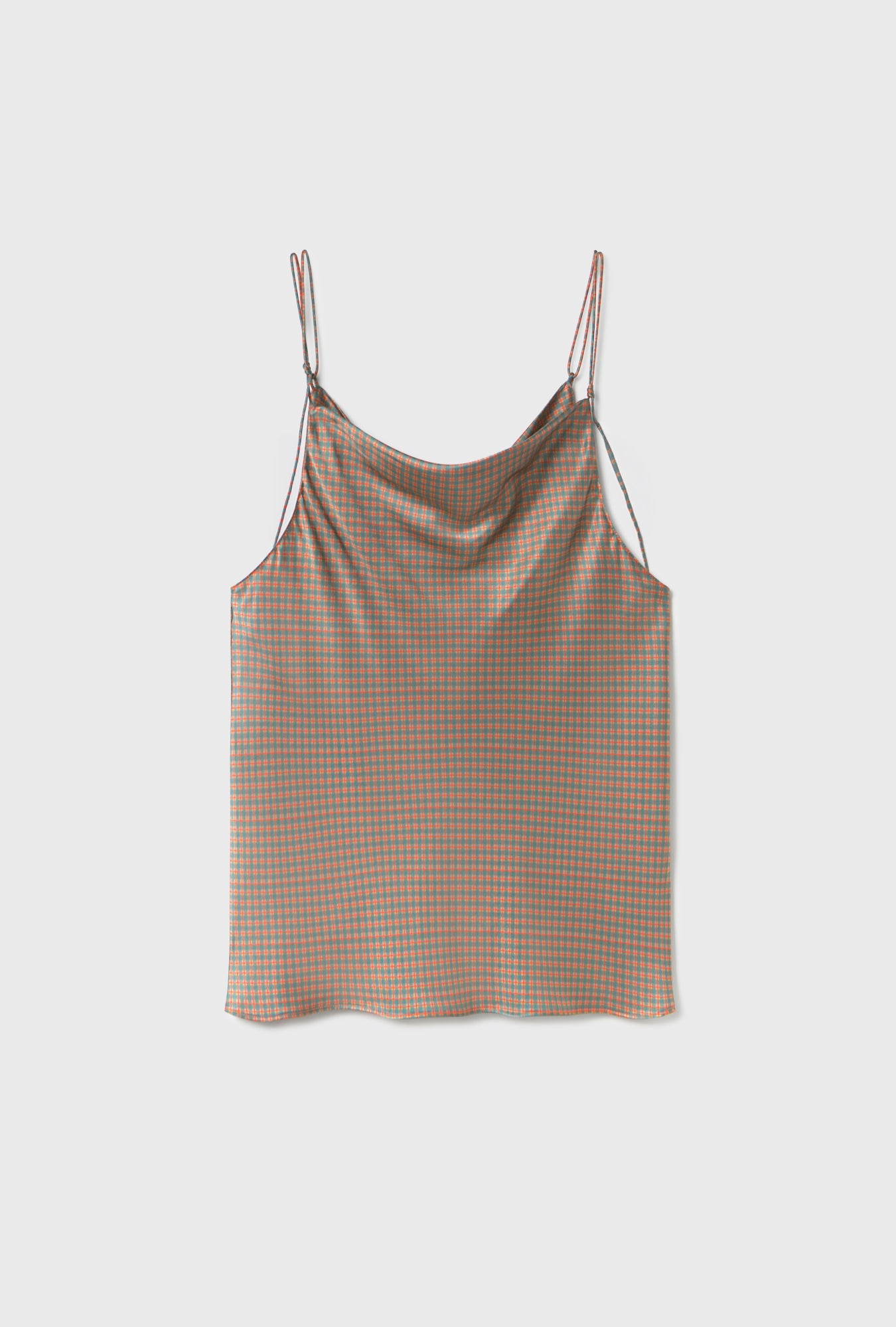 Silk Laundry Drape Cami (Micro Plaid)