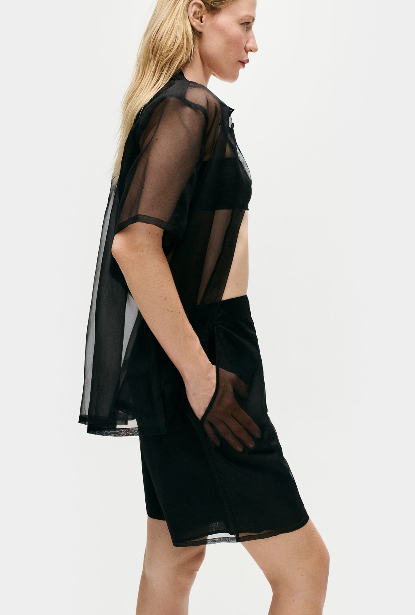 Silk Laundry Organza Boxer Shorts (Black)
