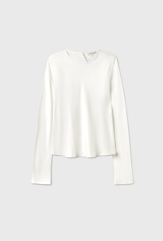 Silk Laundry Long Sleeve Bias Top (White)