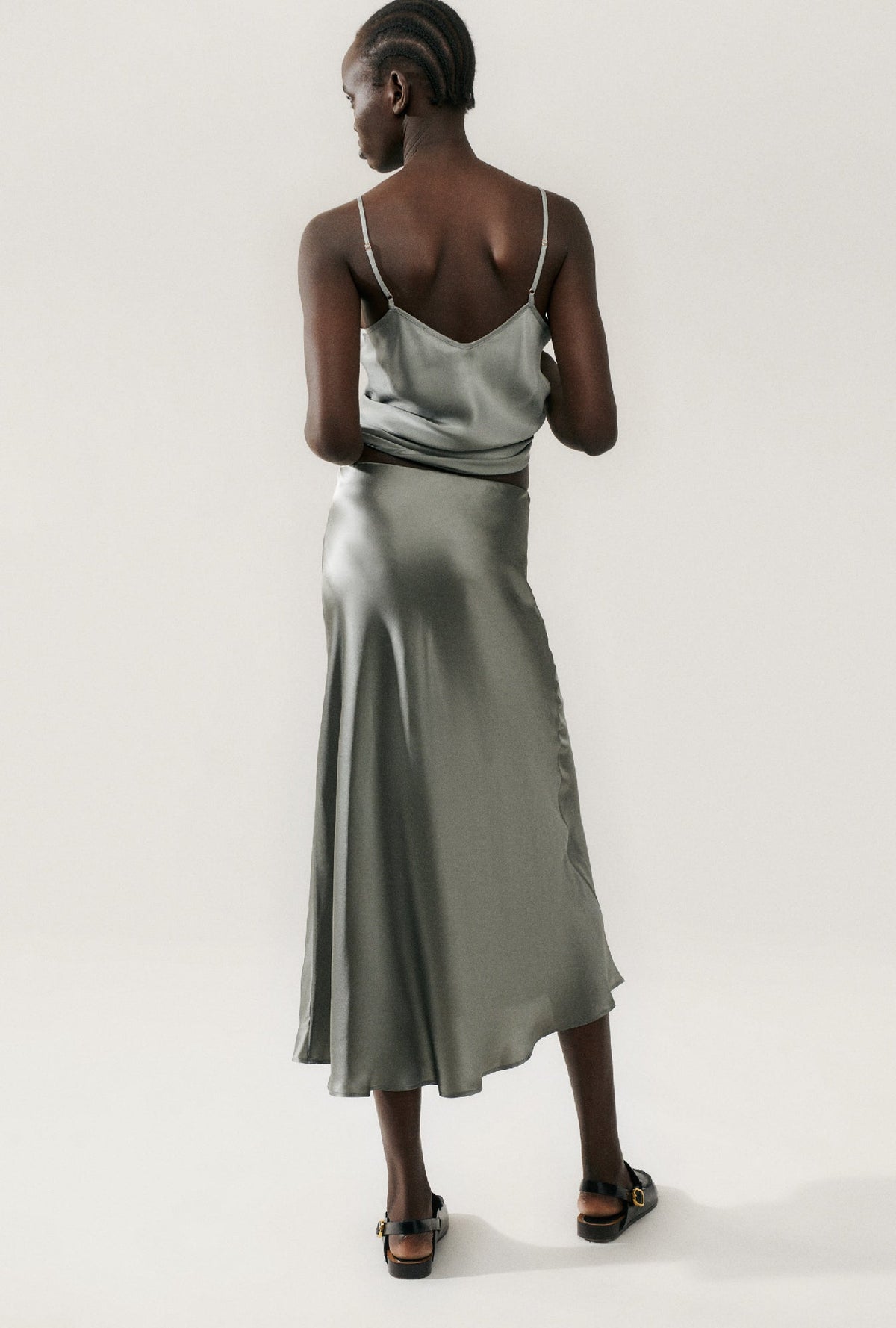 Silk Laundry Long Bias Cut Skirt (Moon)