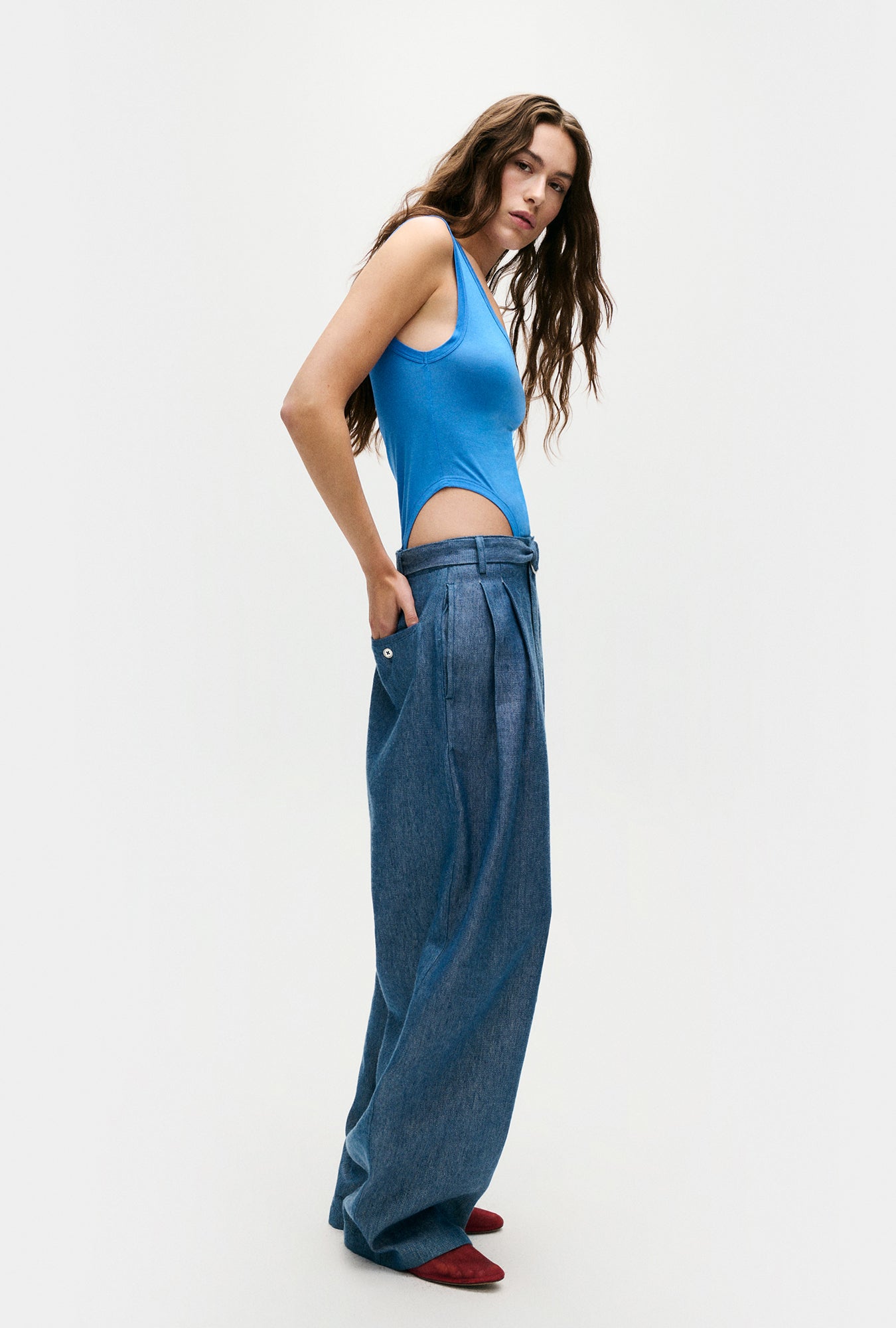 Silk Laundry Cutaway Bodysuit (Wave)