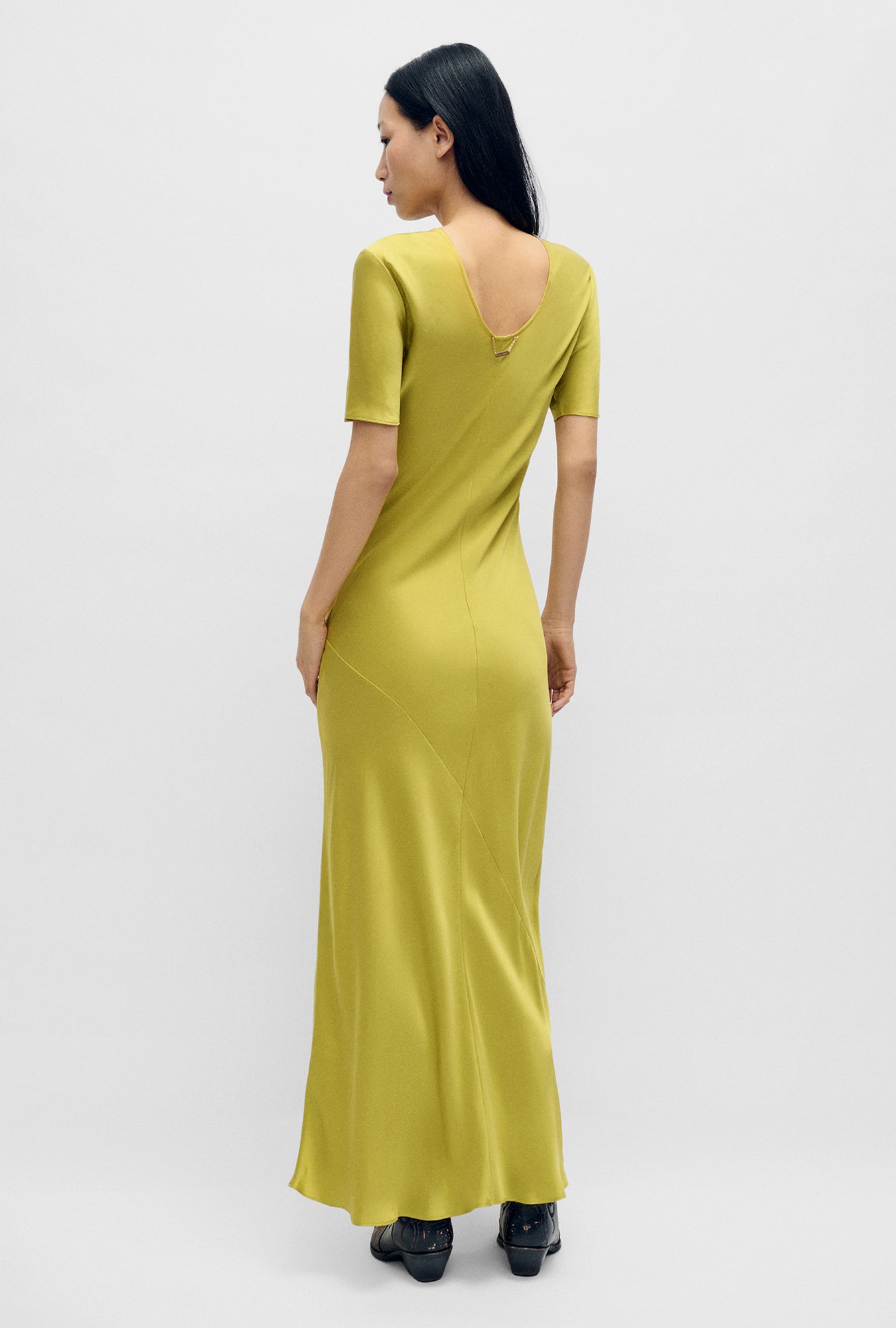 Silk Laundry Short Sleeve Bias Dress (Cactus)