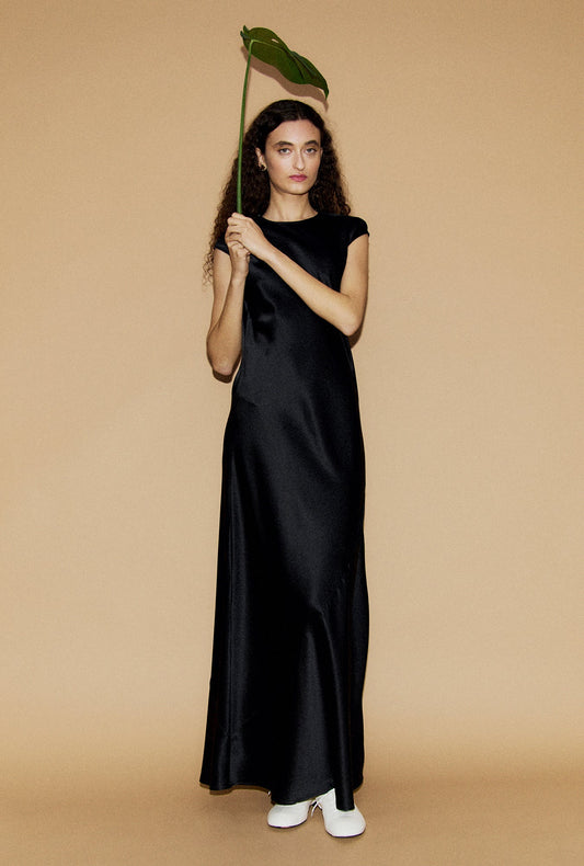 Image of Dresses. Product name - Drape Dress Black in Black colour by brand - Silk Laundry