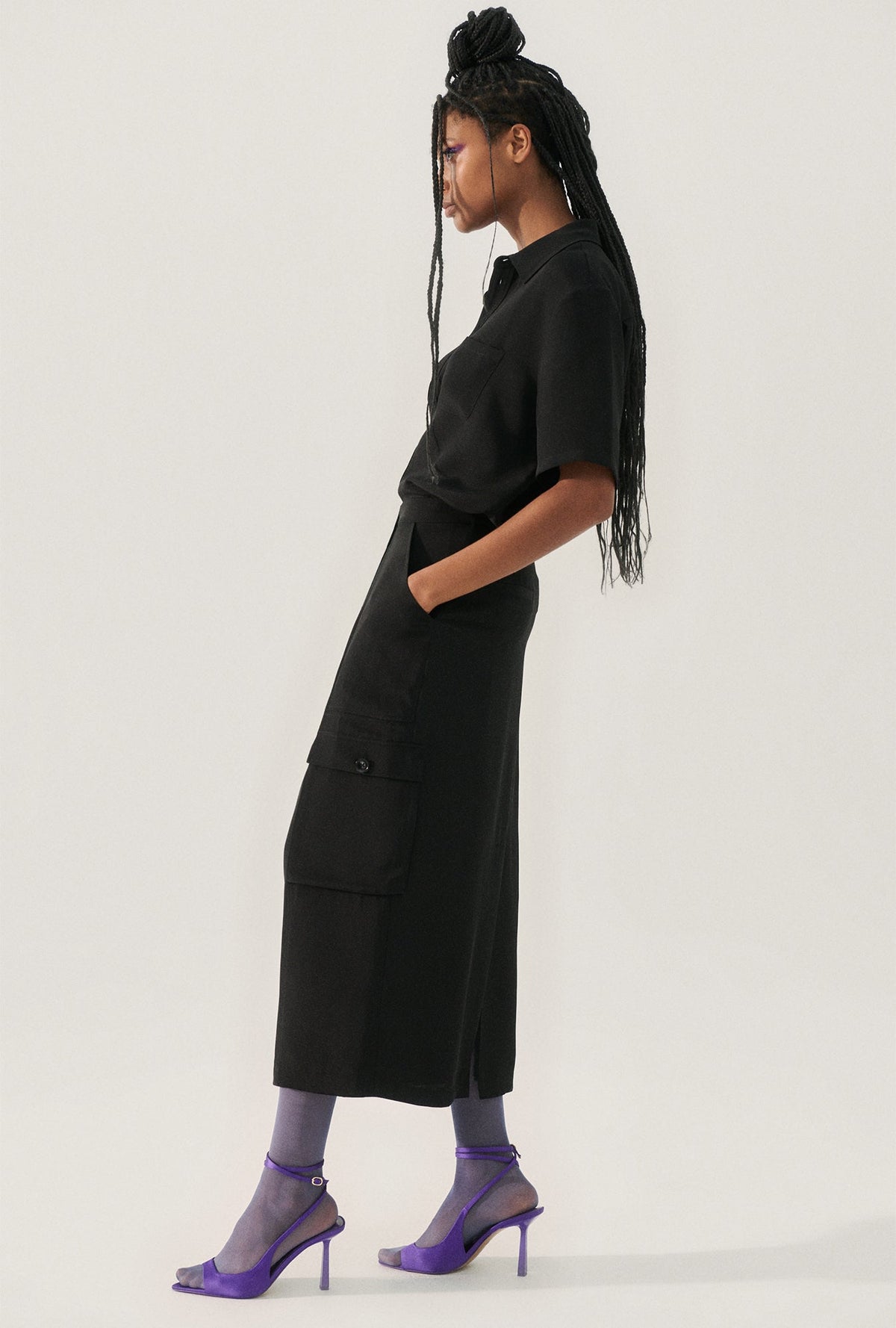 Silk Laundry CDC Long Suit Skirt (Black)