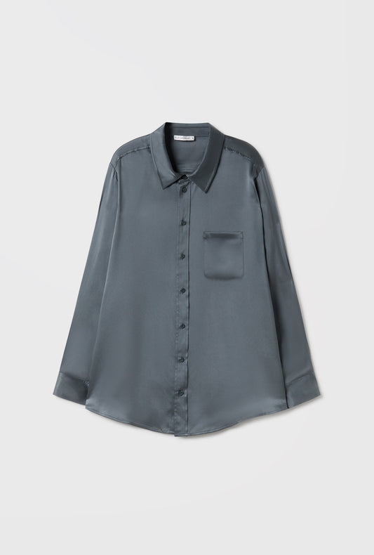 Silk Laundry Boyfriend Shirt (Slate)