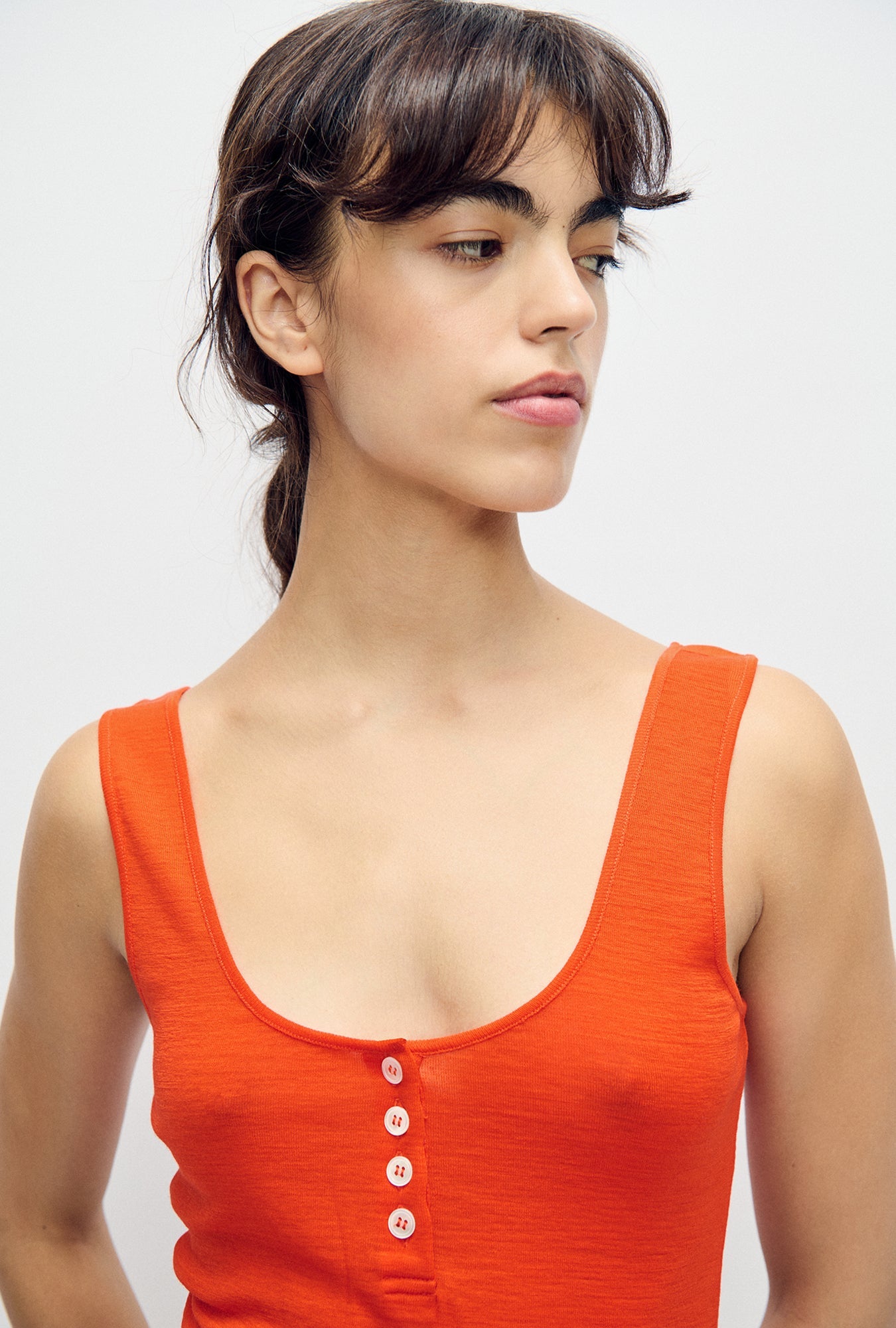 Silk Laundry Merino Henley Tank (Sunset)