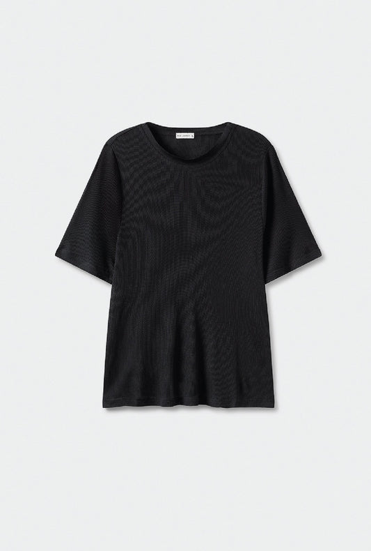 Silk Laundry Ribbed T-Shirt (Black)