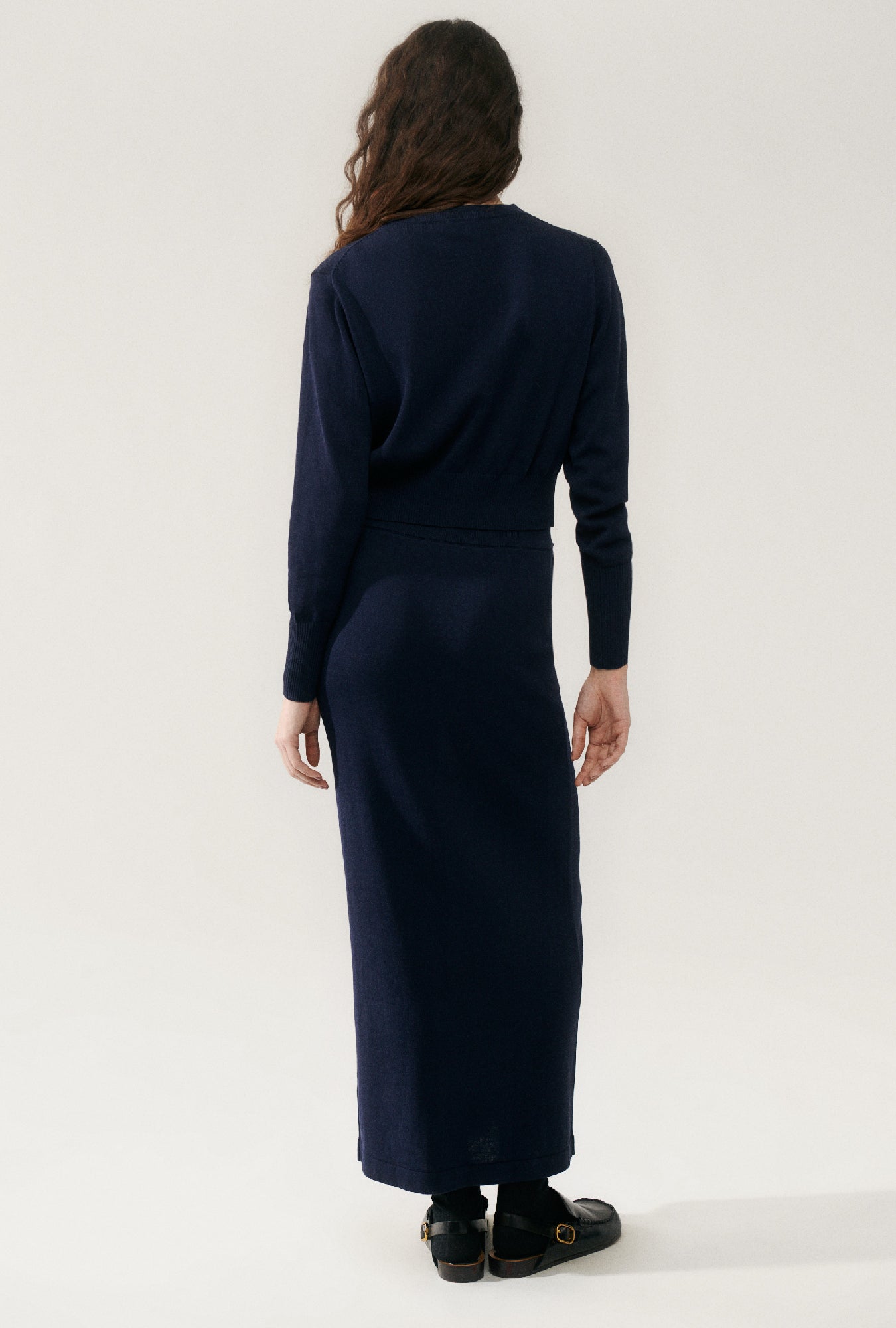 Silk Laundry Knit Straight Skirt (Midnight)