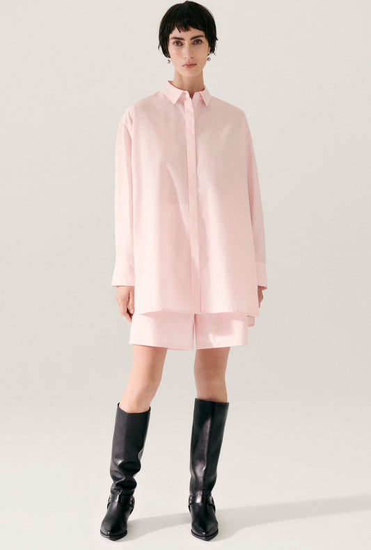 Image of Shirts. Productname: COTTON SILK MORNING SHIRT HYDROGEN in Hydrogen colour by brand - Silk Laundry