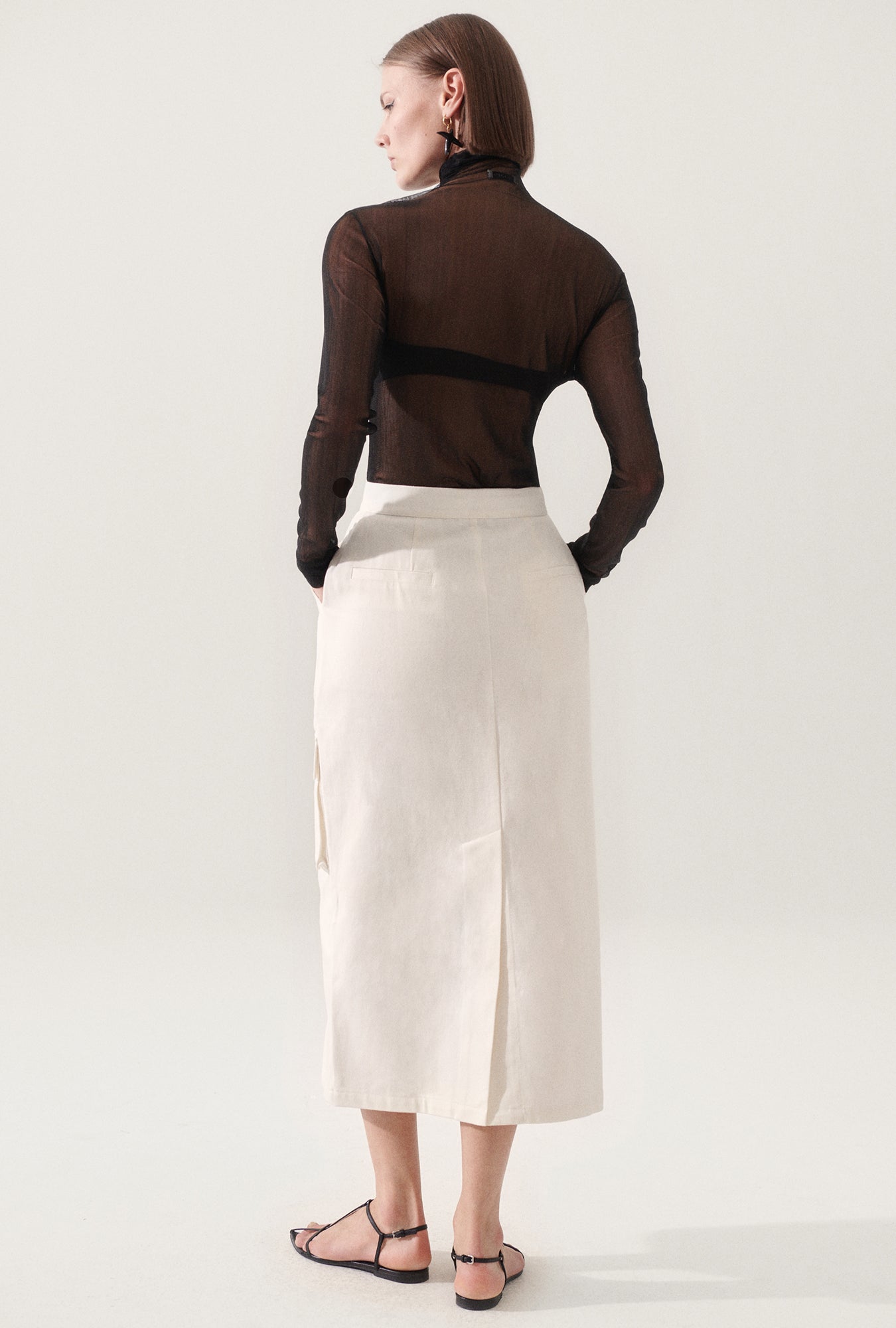Silk Laundry Canvas Cargo Skirt (Natural)