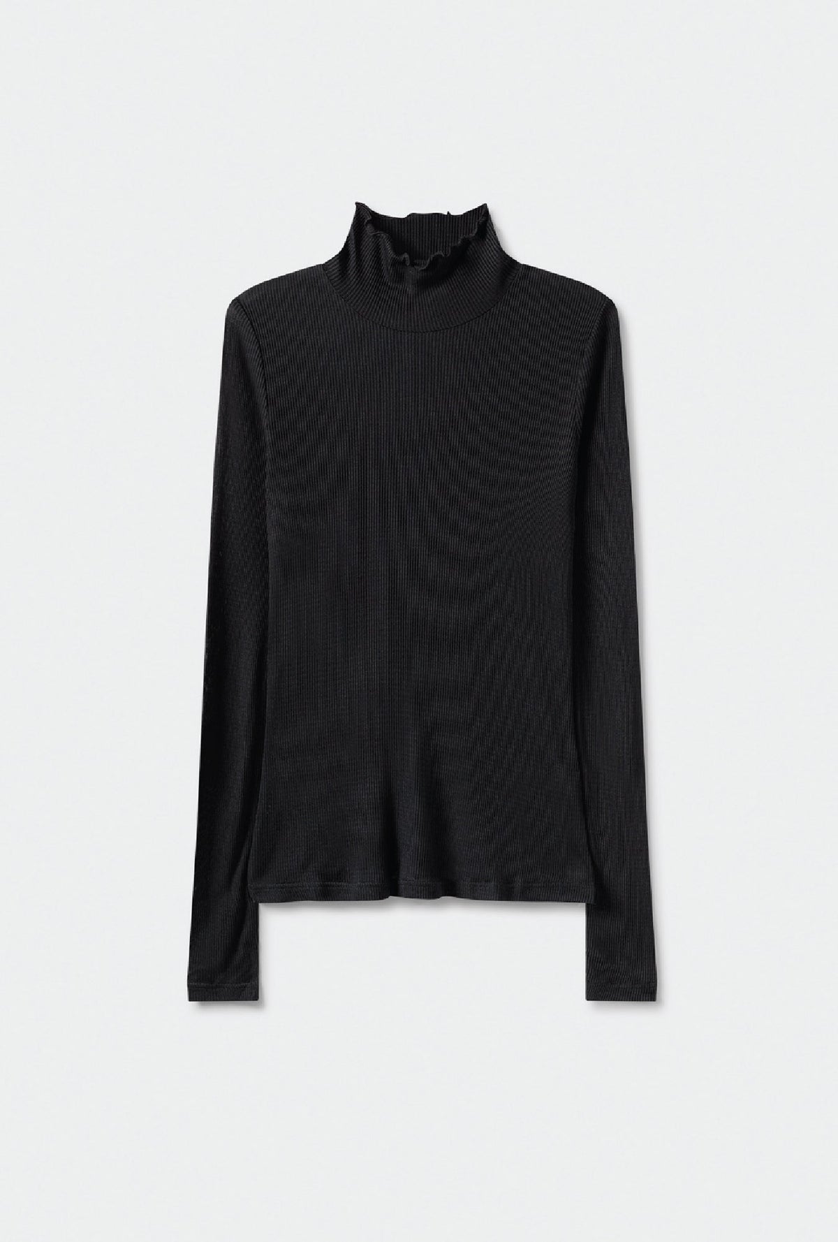 Silk Laundry Ribbed Turtleneck (Black)