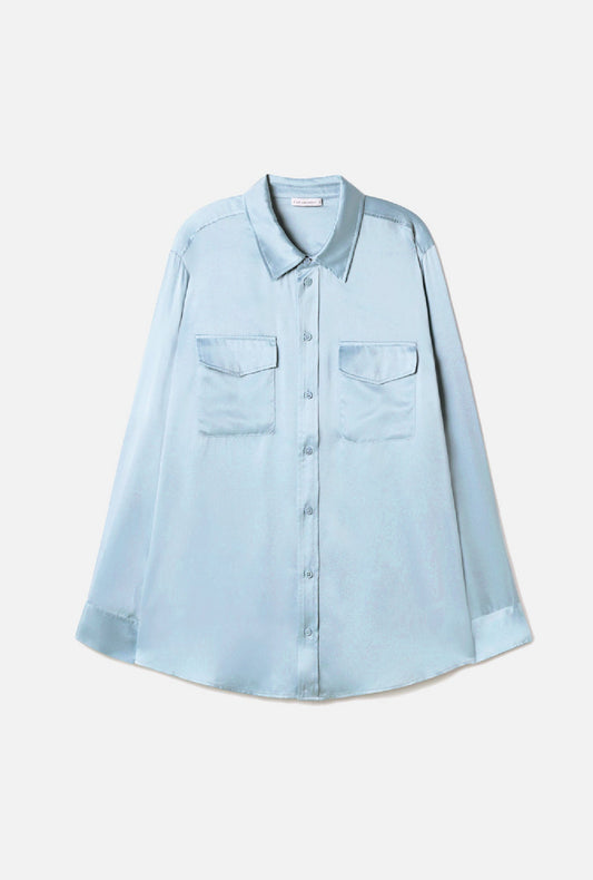 Silk Laundry Boyfriend Shirt (Sky)