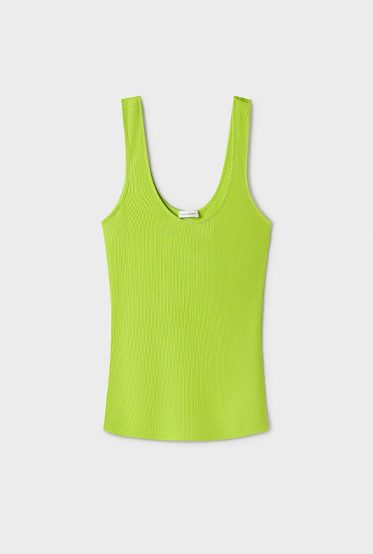 Silk Laundry Ribbed Tank (Fern)