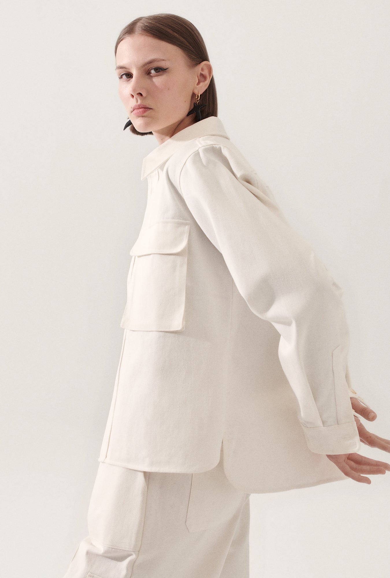 Silk Laundry Canvas Overshirt Milk (Natural)