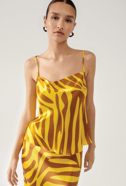 Silk Laundry Straight Neck Cami (Tiger Matisse)