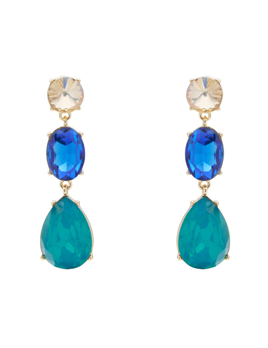 Colette 3 TIER STONE DROP EARRING (Print)