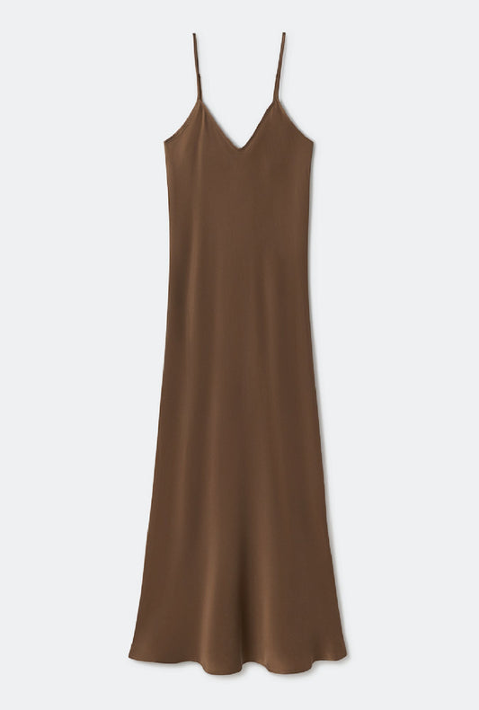 Silk Laundry 90s Slip Dress (Dark Earth)