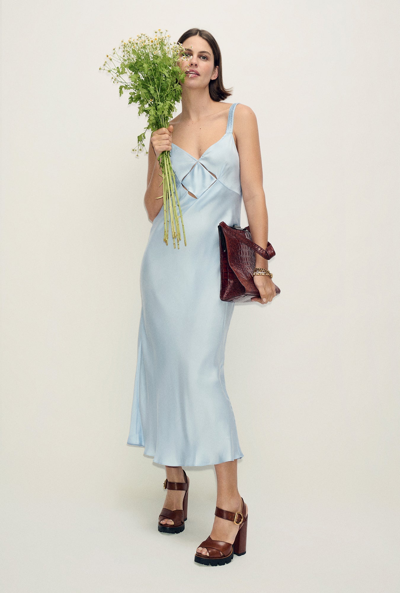 Image of Dresses. Product name - Diamond Deco Ruched Dress Cornflower in Cornflower colour by brand - Silk Laundry