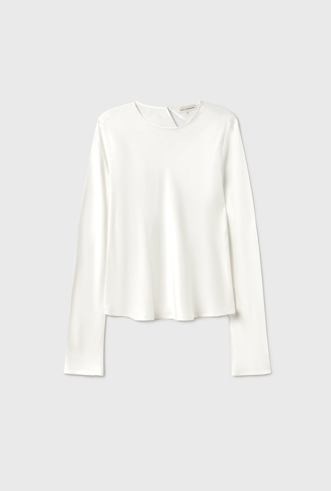 Silk Laundry Long Sleeve Bias Top (White)