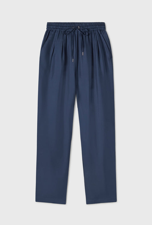 Silk Laundry Twill Slouch Pants (Midnight)