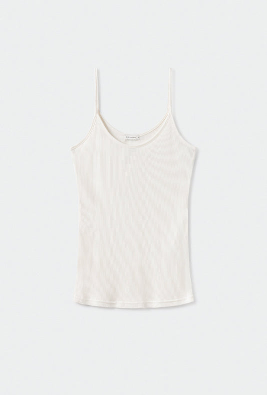 Silk Laundry Ribbed Cami (White)
