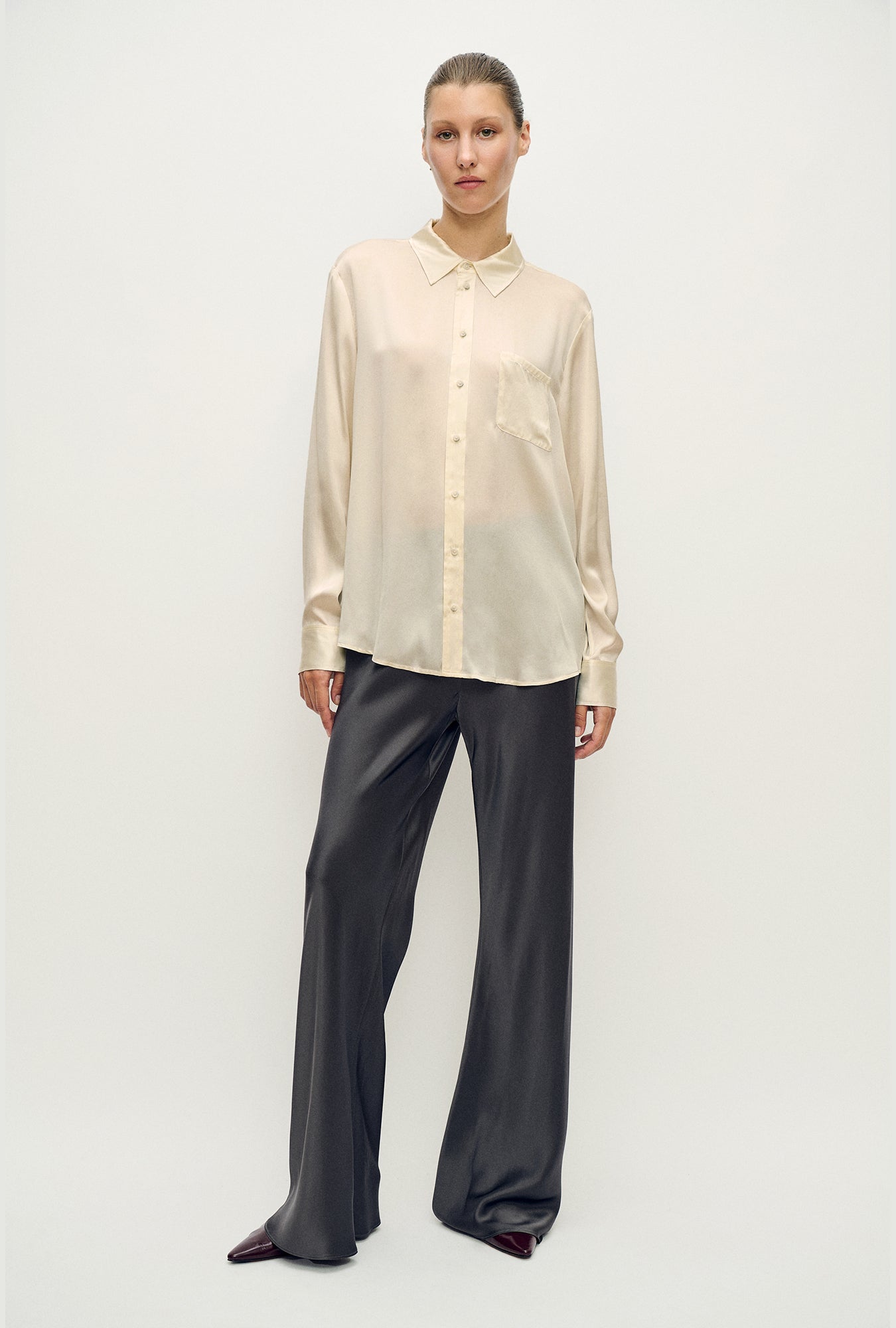 Image of Shirts. Product name - Boyfriend Shirt Hazelnut in Hazelnut colour by brand - Silk Laundry