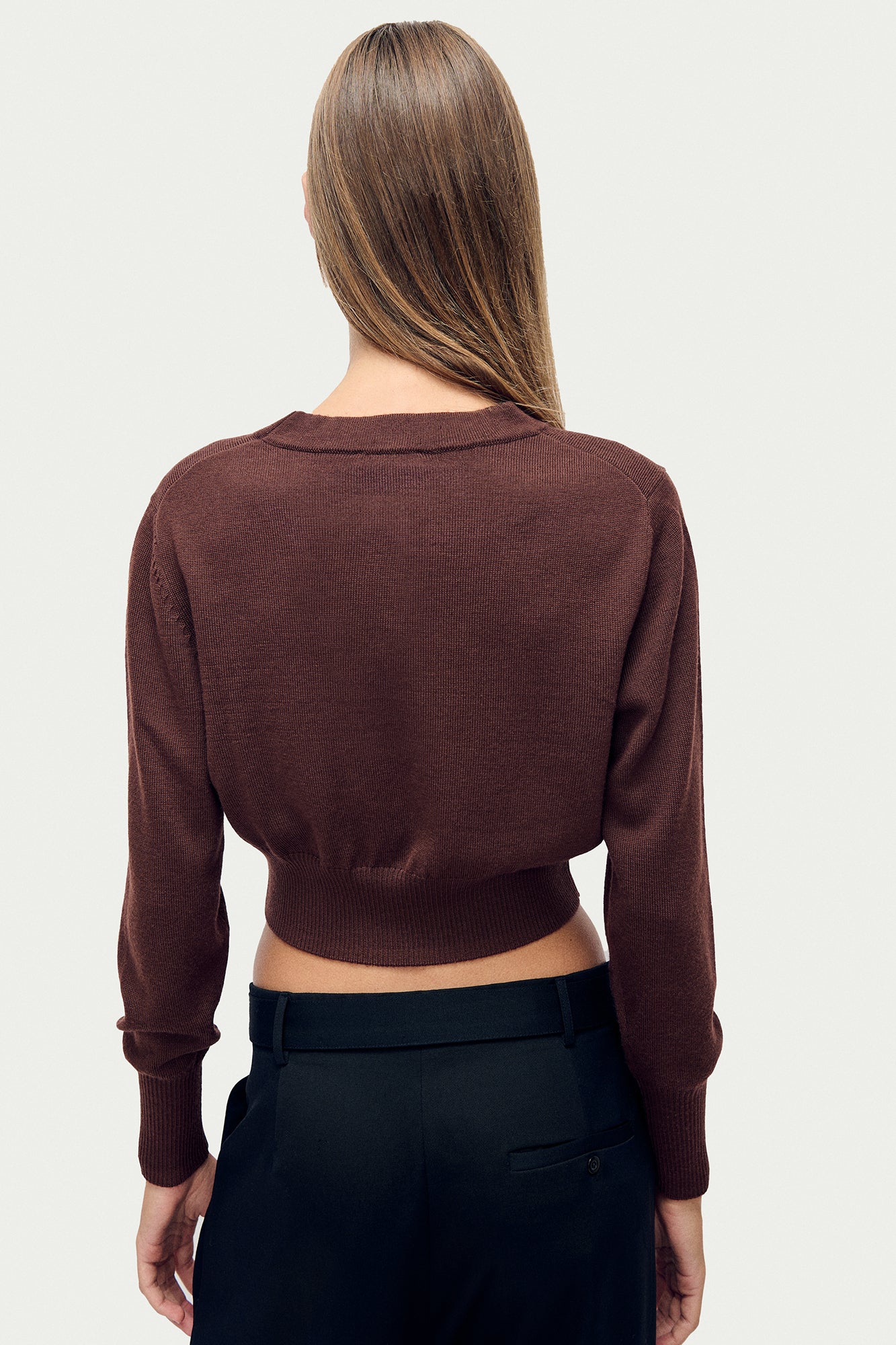 Silk Laundry Wool Cropped Crewneck (Root)
