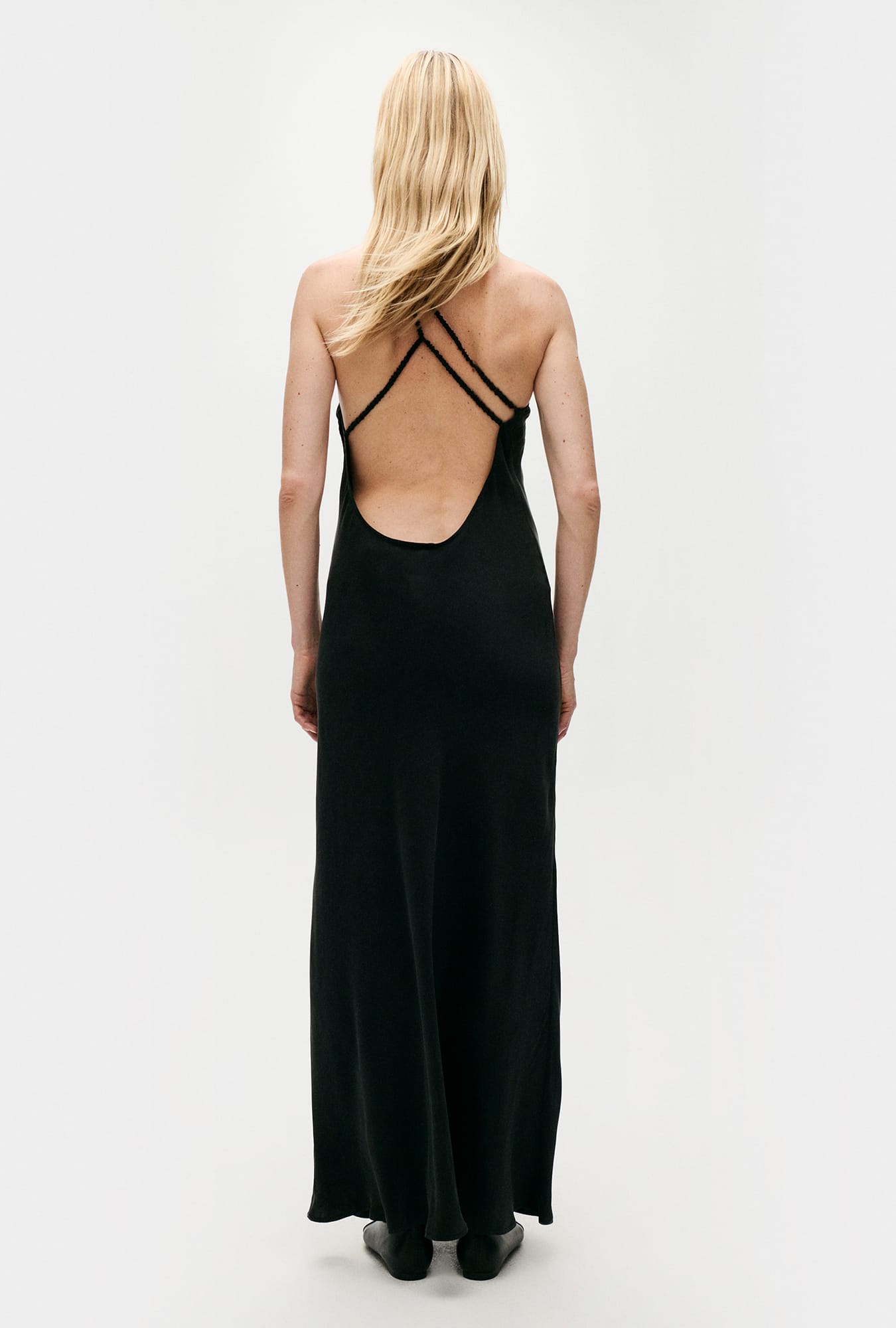 Silk Laundry Slope Dress (Black)