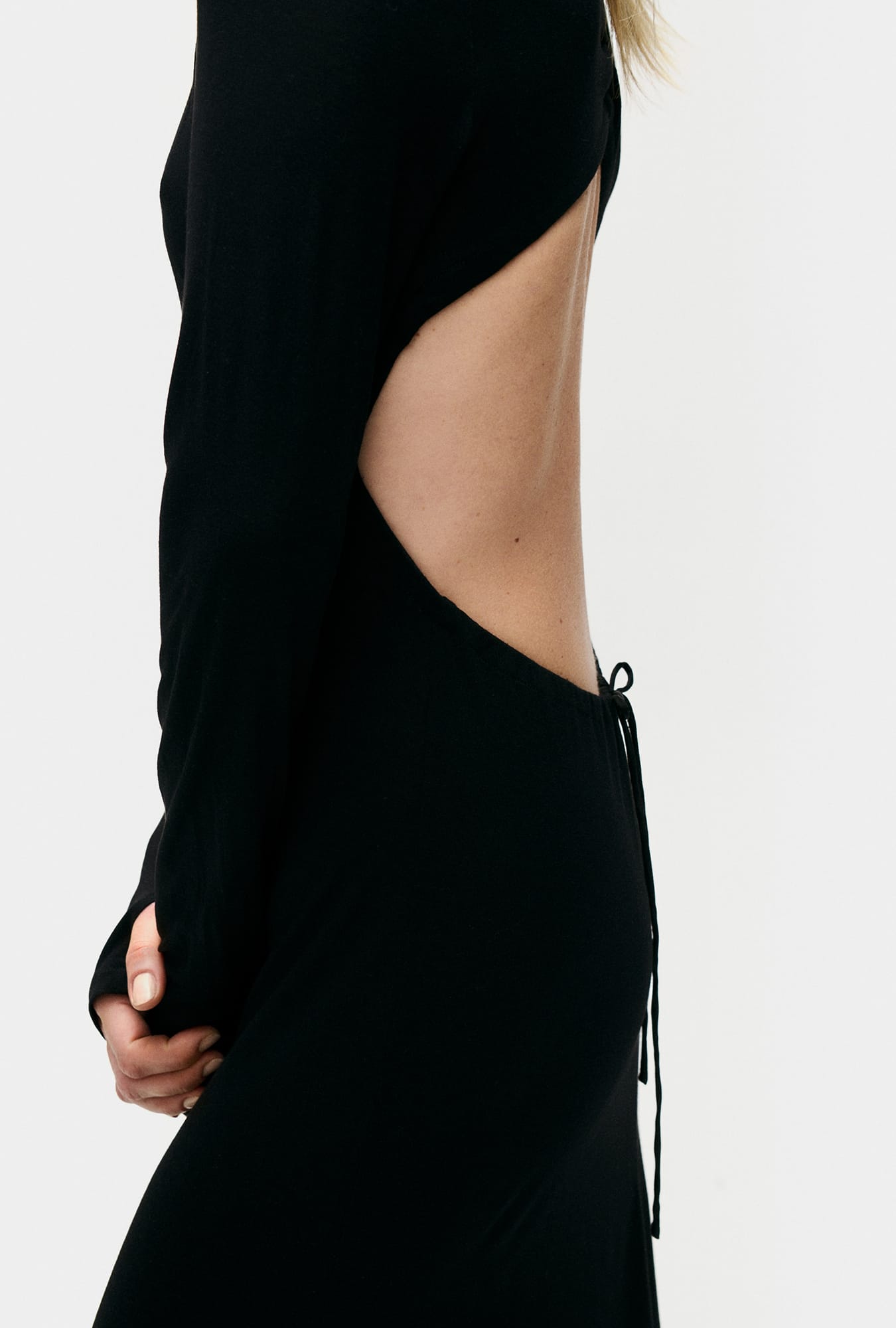 Silk Laundry Jersey Modal Cutaway Dress (Black)