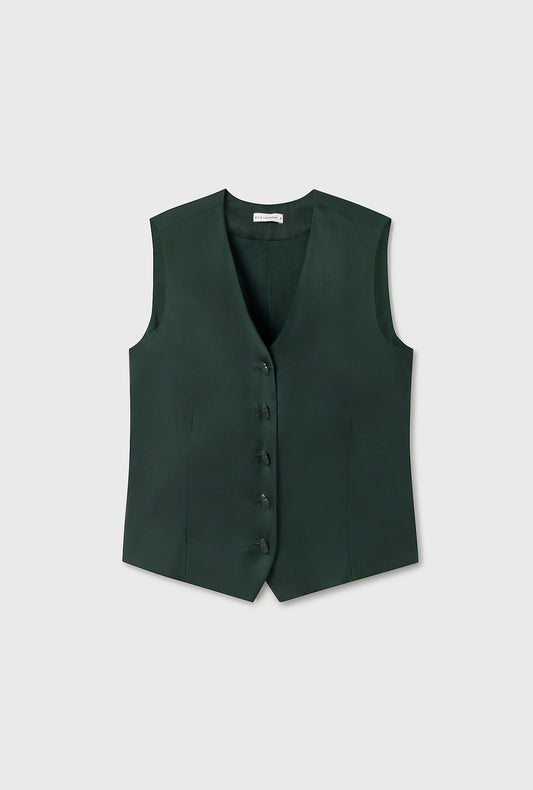 Silk Laundry Twill Vest (Scarab)