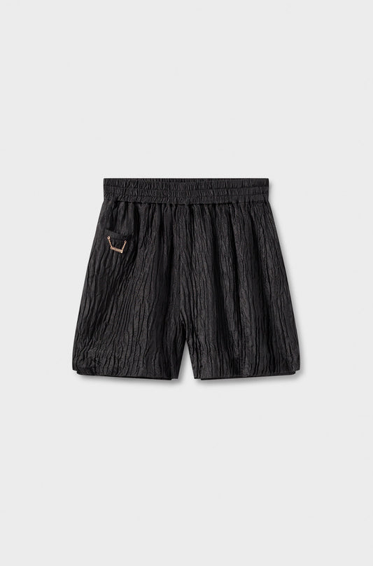 Silk Laundry Crinkle Shorts (Black)