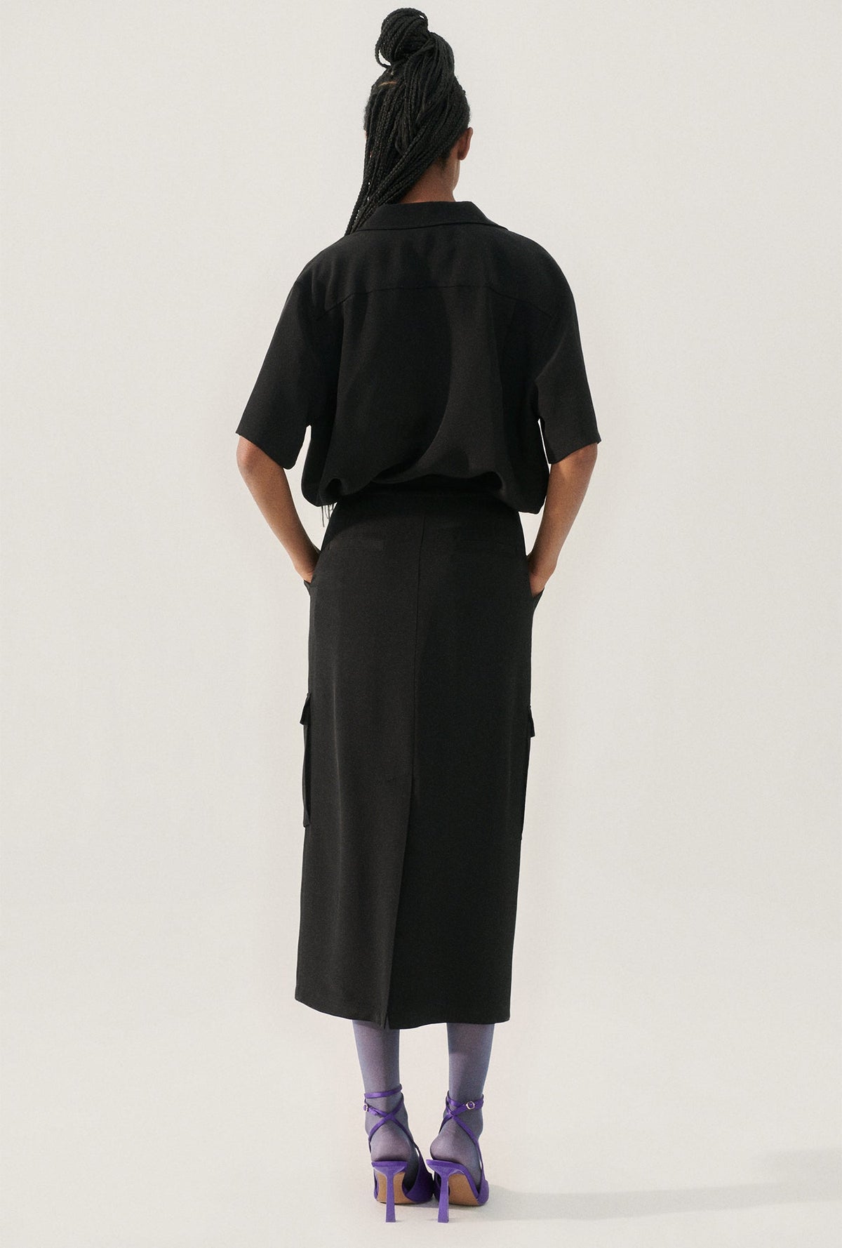 Silk Laundry CDC Long Suit Skirt (Black)