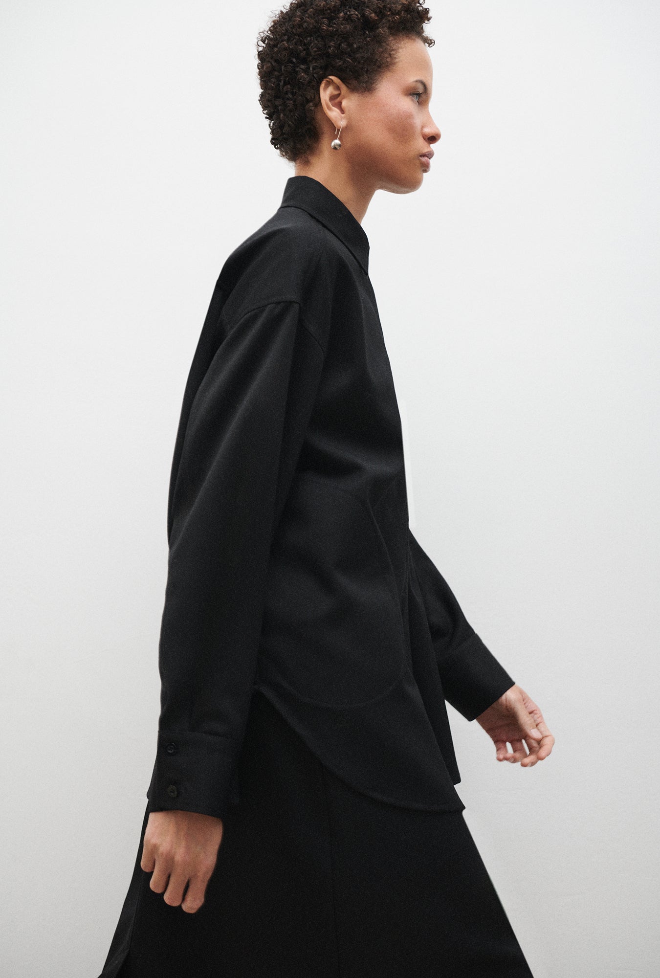 Silk Laundry Wool Wrap Skirt (Black)