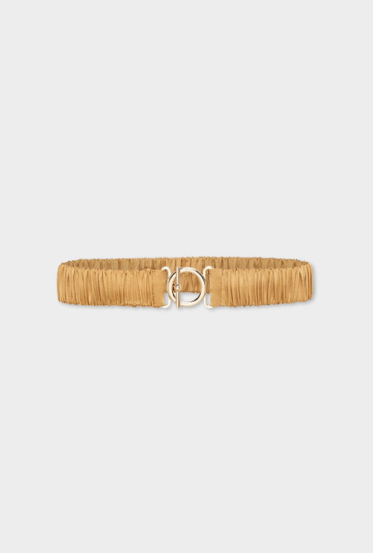 Image of Accessories. Productname: T Bar Clasp Belt Camel in Camel colour by brand - Silk Laundry